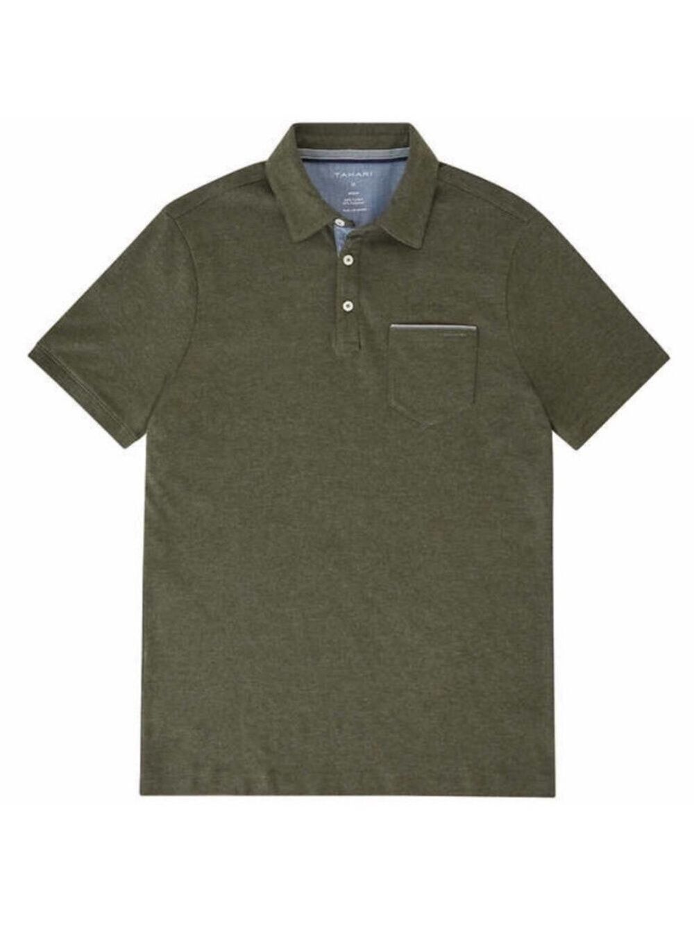 New-tahari Interlock Cotton Blend, Short Sleeve, Hunter Green Polo Shirt Large